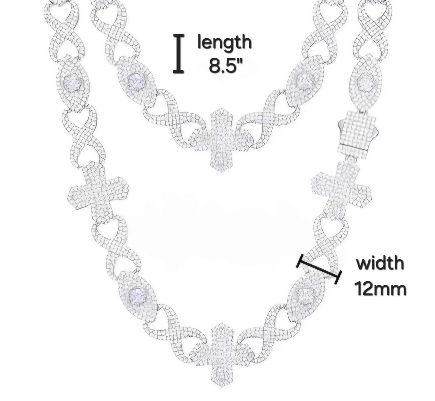 Sterling Silver 925 Moissanite 12mm Infinity Cross Eye Lin Bracelet - M300029