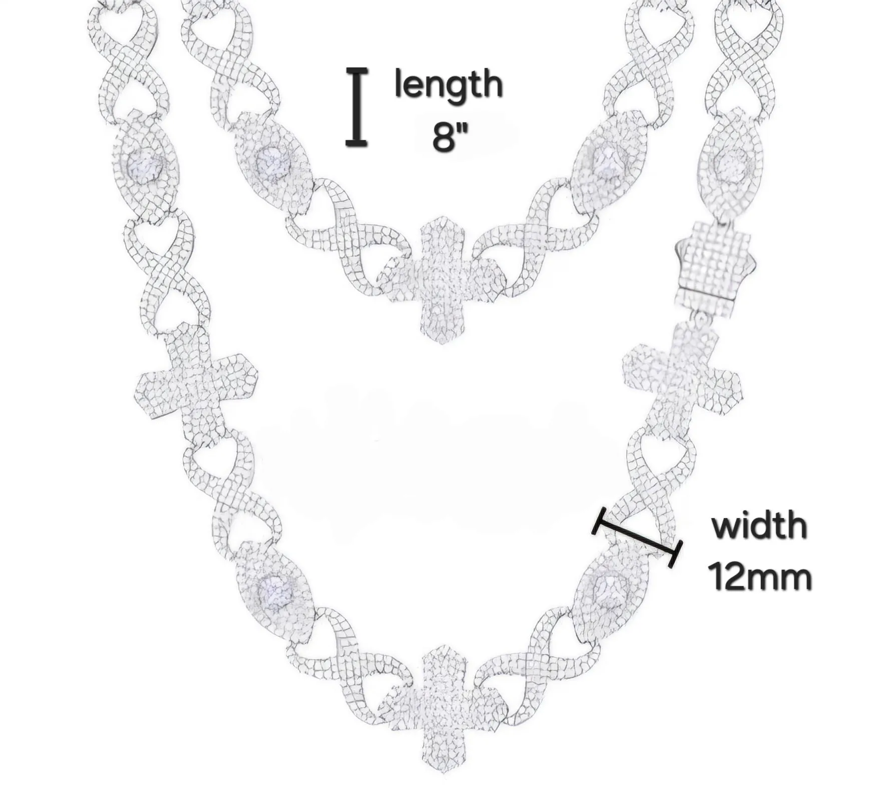 Sterling Silver 925 Moissanite 12mm Infinity Cross Eye Lin Bracelet - M300029