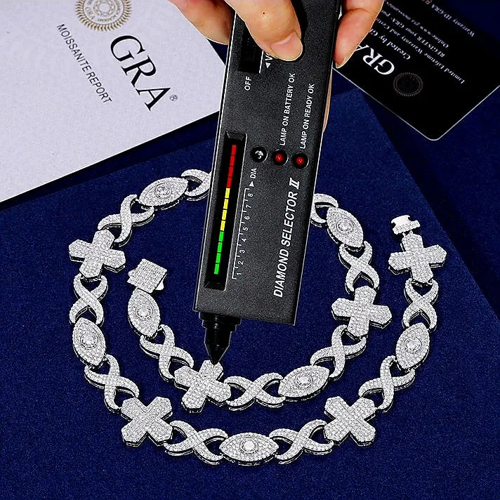 Sterling Silver 925 Moissanite 12mm Infinity Cross Eye Lin Bracelet - M300029