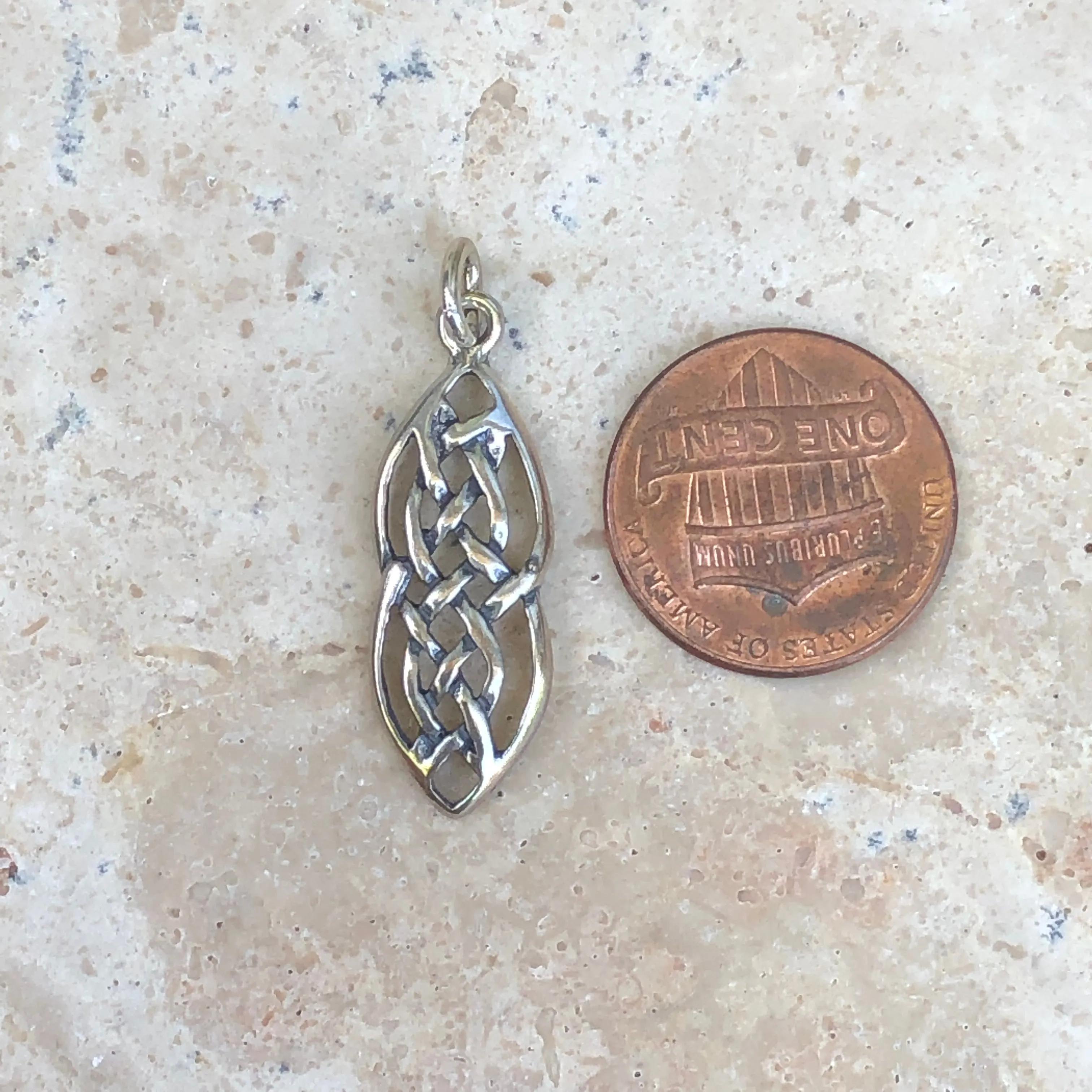 Sterling Silver Antiqued Ovalish Celtic Knot Pendant Charm