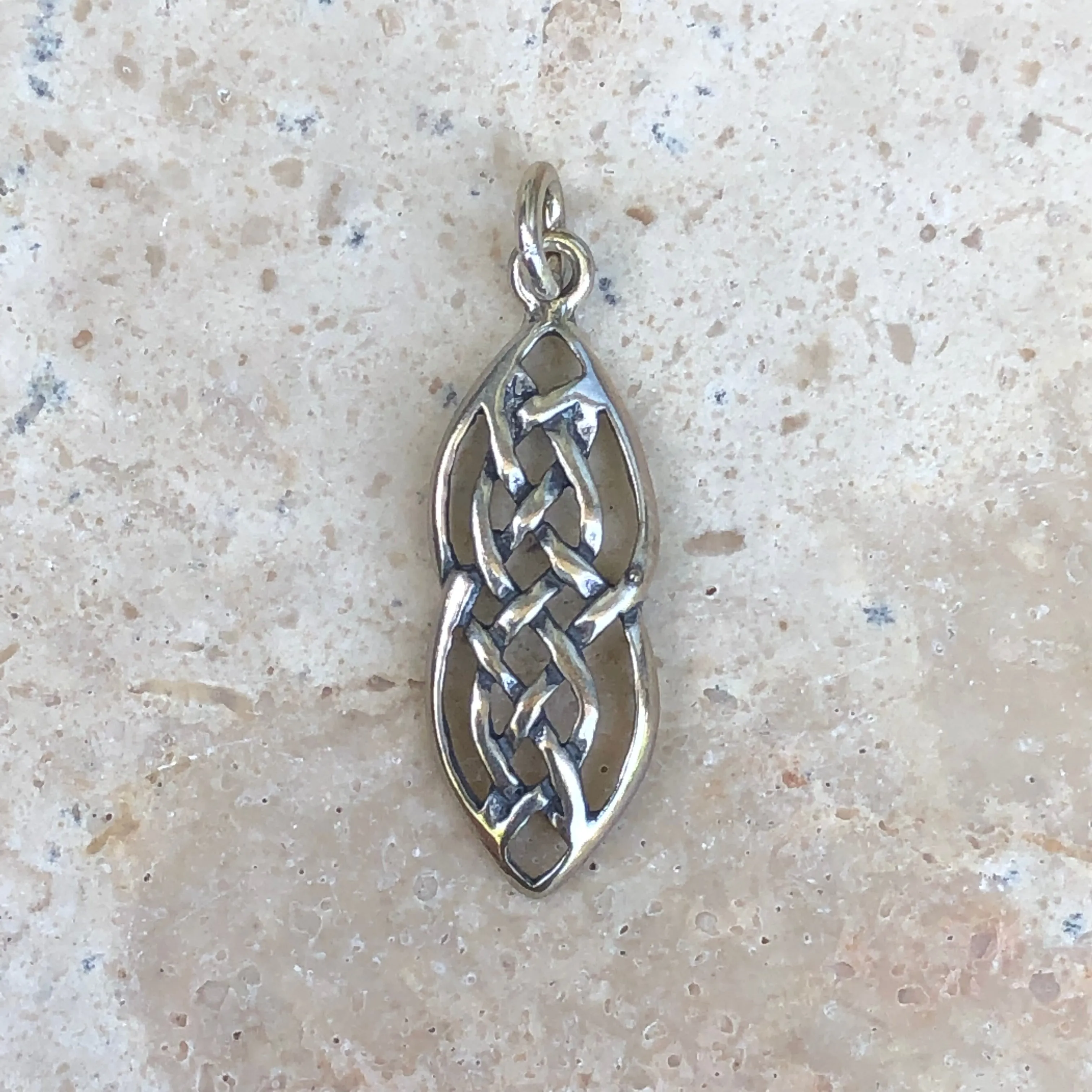 Sterling Silver Antiqued Ovalish Celtic Knot Pendant Charm