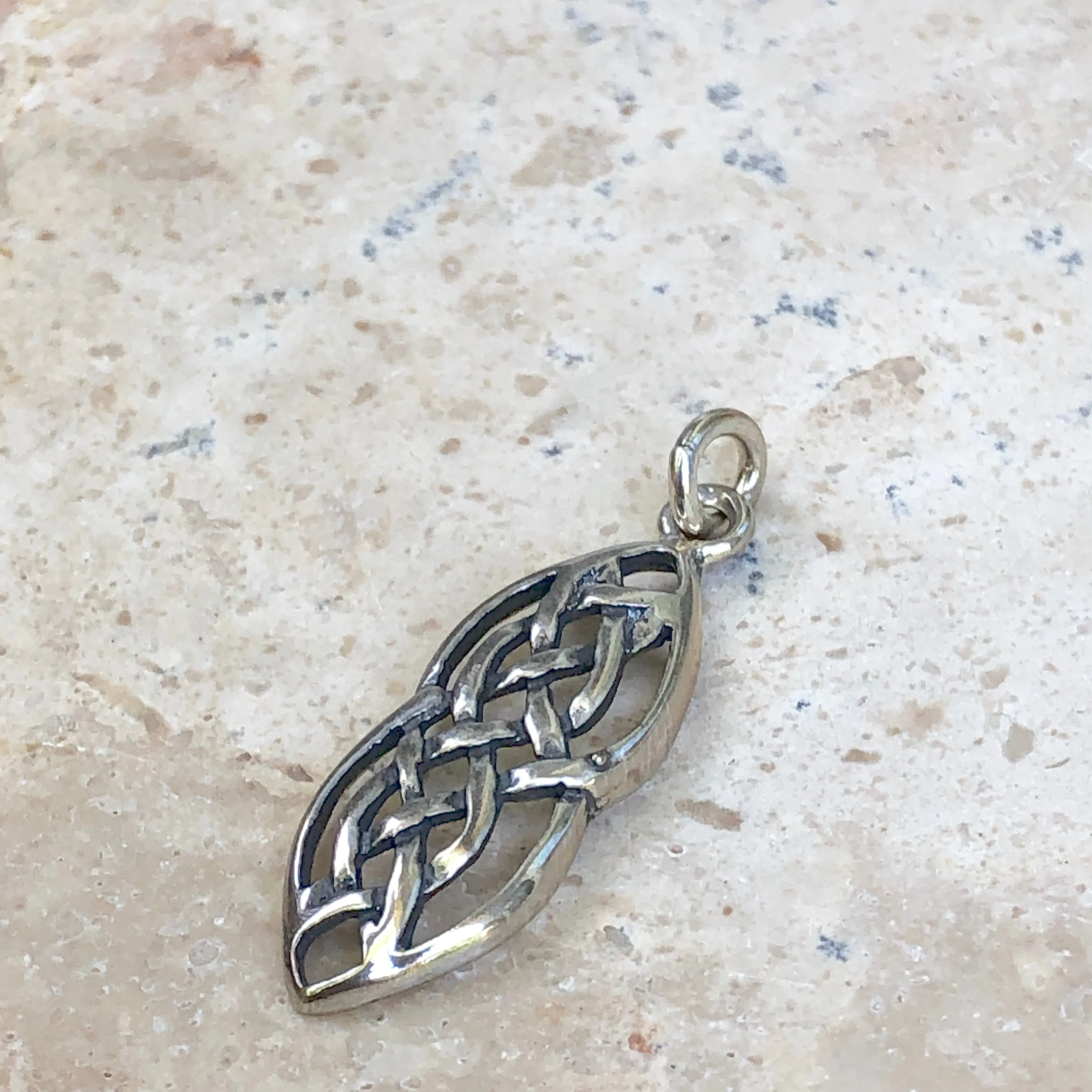 Sterling Silver Antiqued Ovalish Celtic Knot Pendant Charm