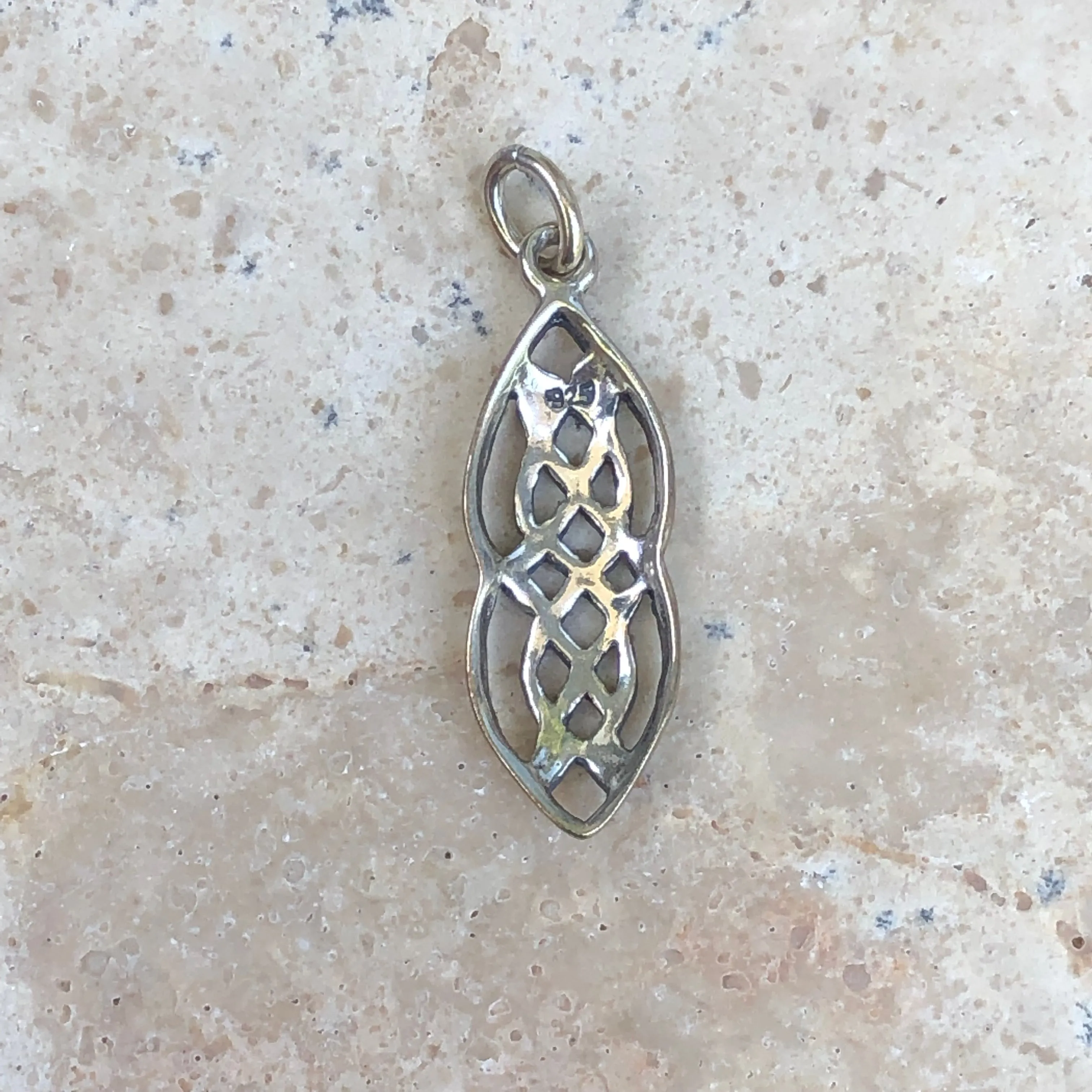 Sterling Silver Antiqued Ovalish Celtic Knot Pendant Charm