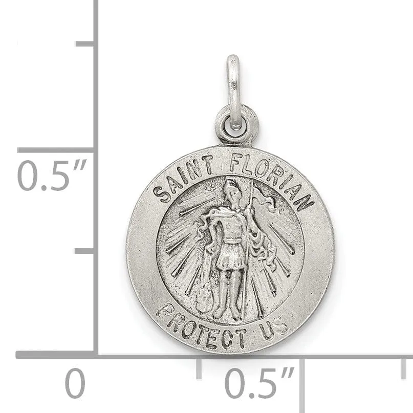 Sterling Silver Antiqued Saint Florian Medal