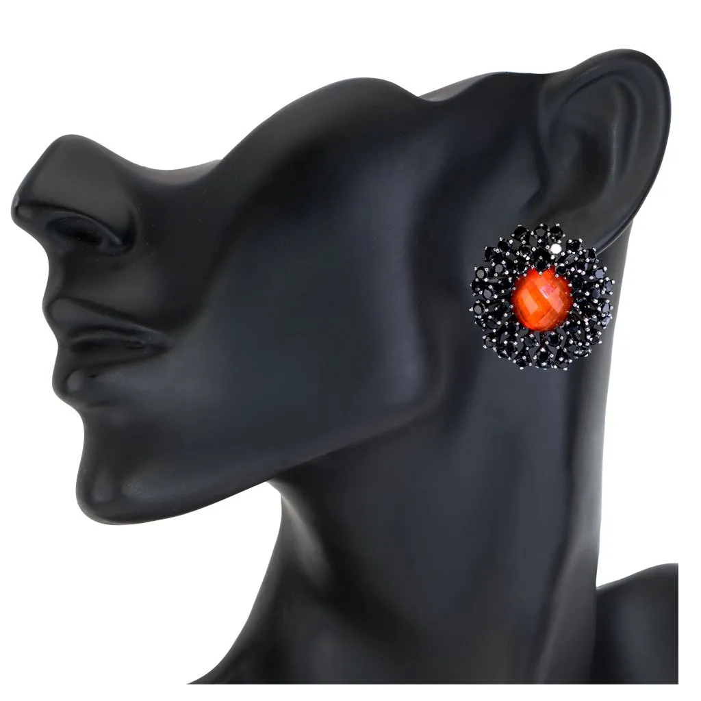 Sterling Silver Astra Earrings with Red Agate & Spinel
