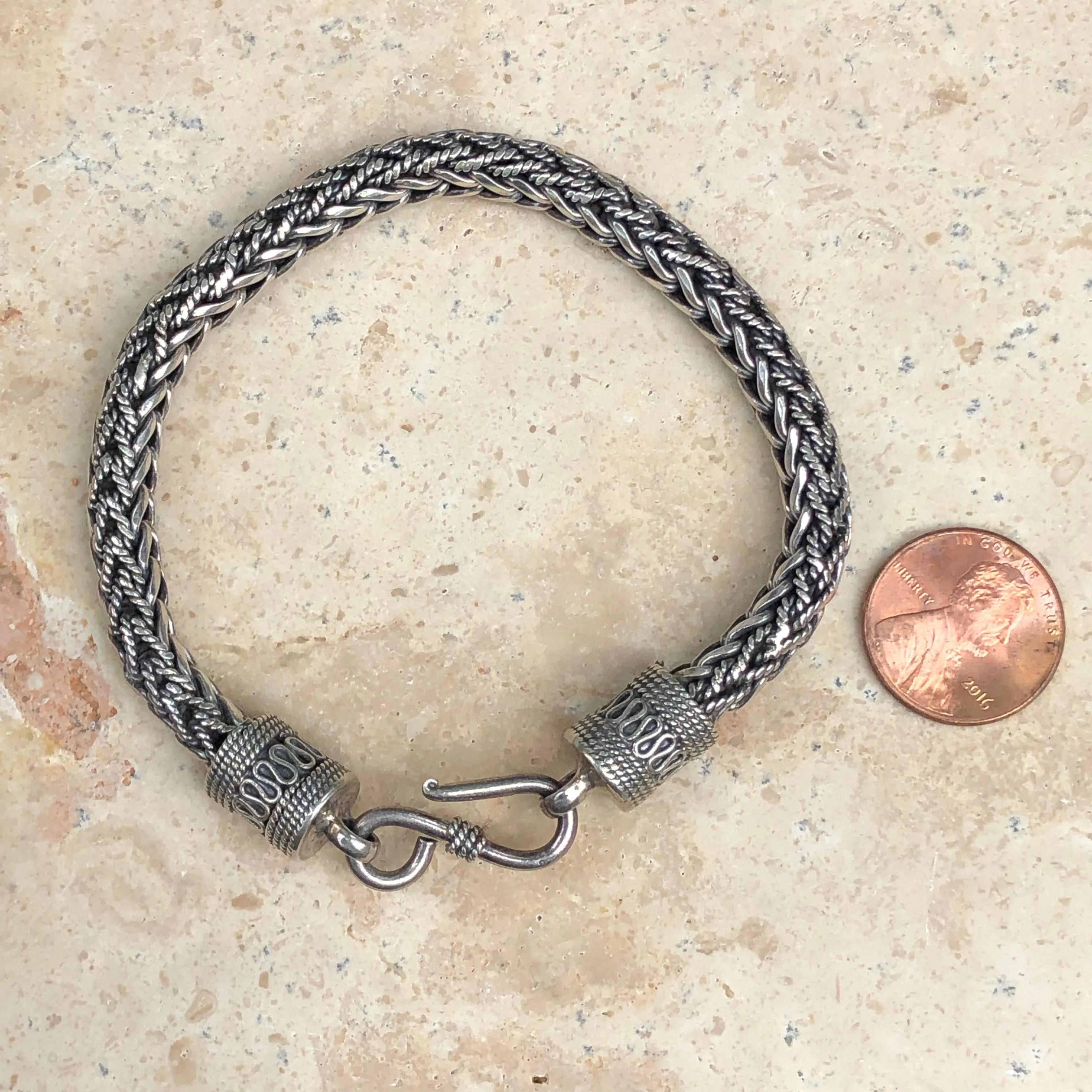 Sterling Silver Braided Oxidized Bracelet