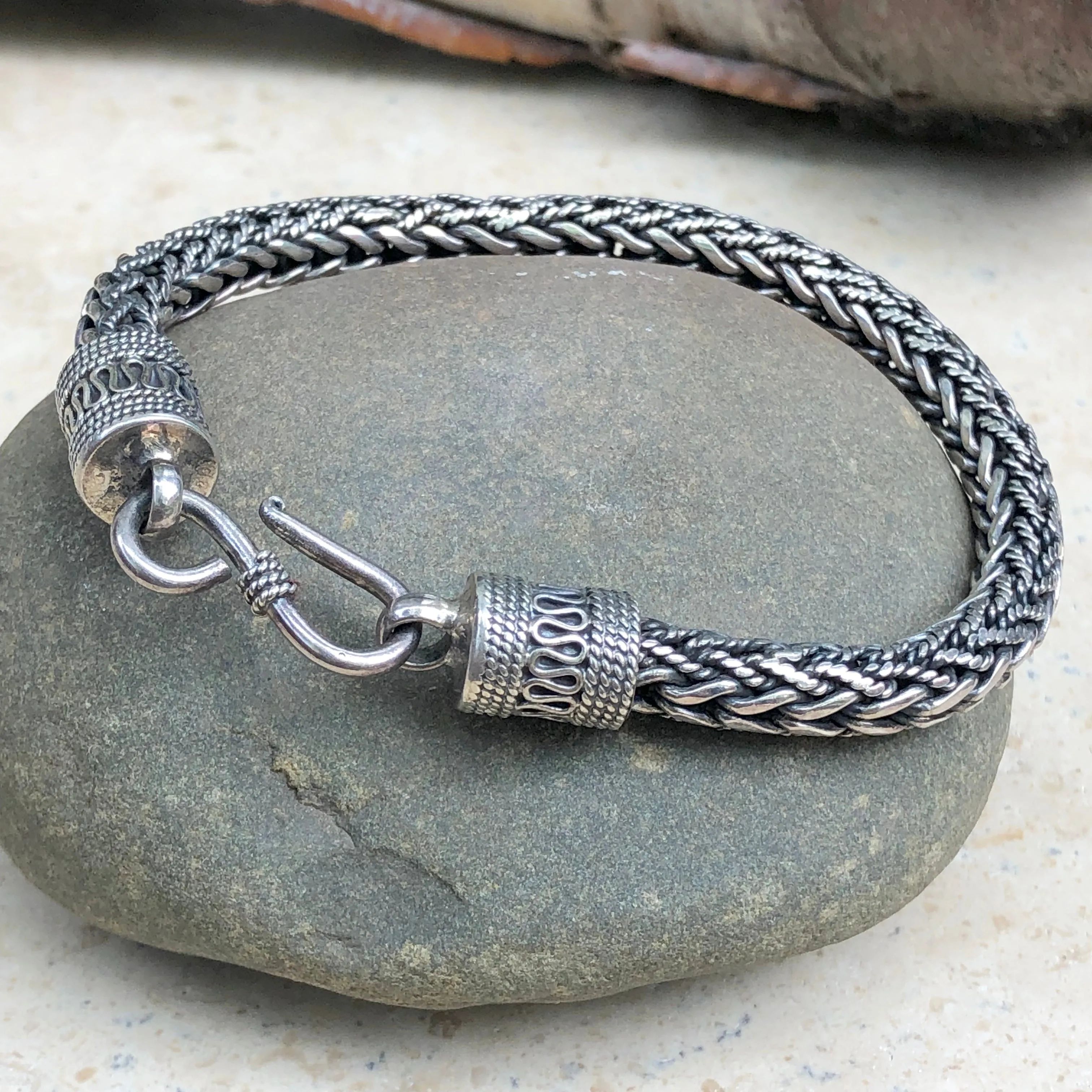 Sterling Silver Braided Oxidized Bracelet
