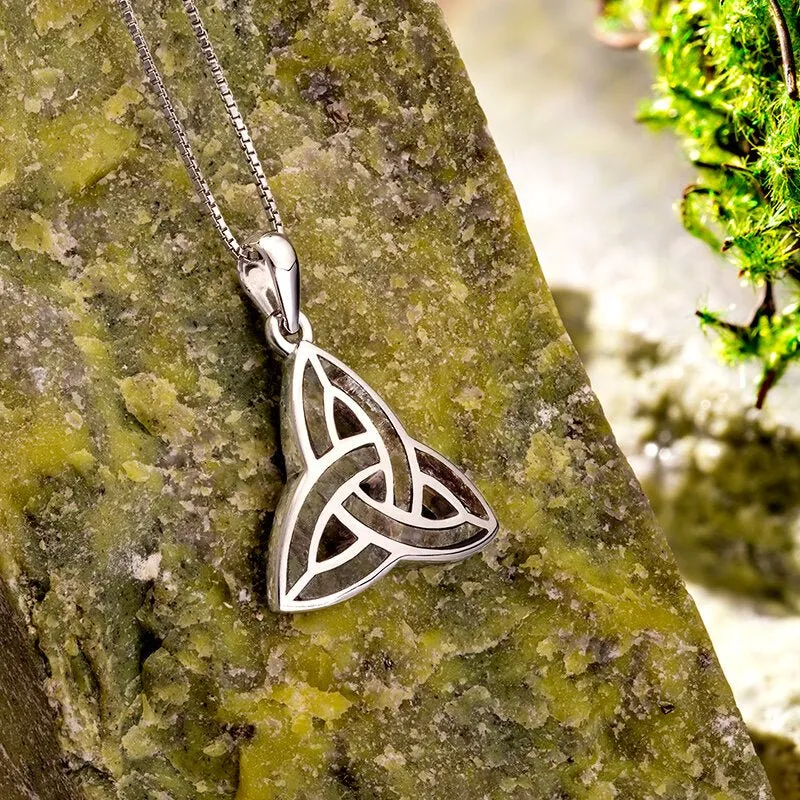 Sterling Silver Connemara Marble Trinity Knot Pendant with Chain - S44701
