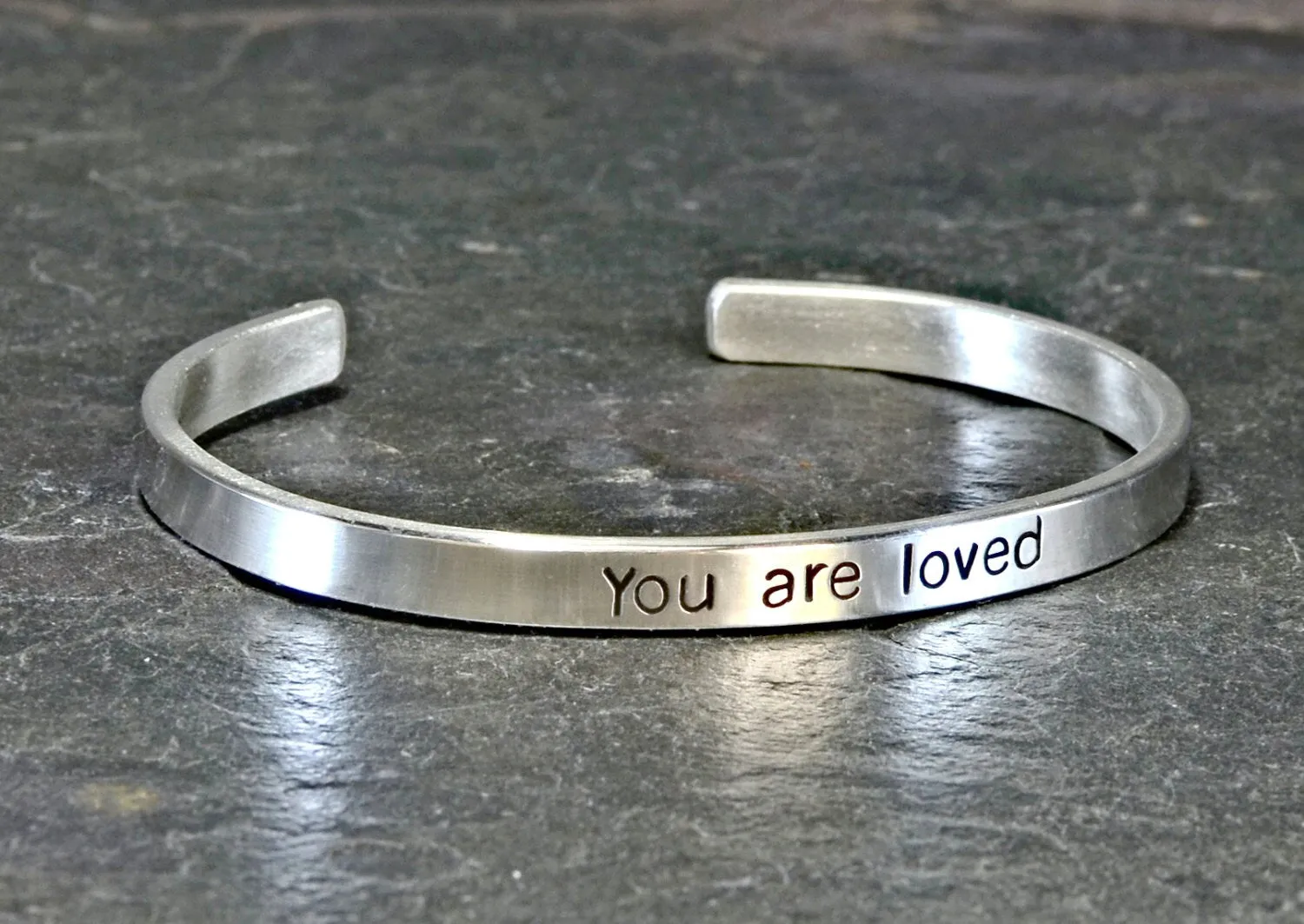 sterling silver cuff bracelet with you are loved - hand stamped