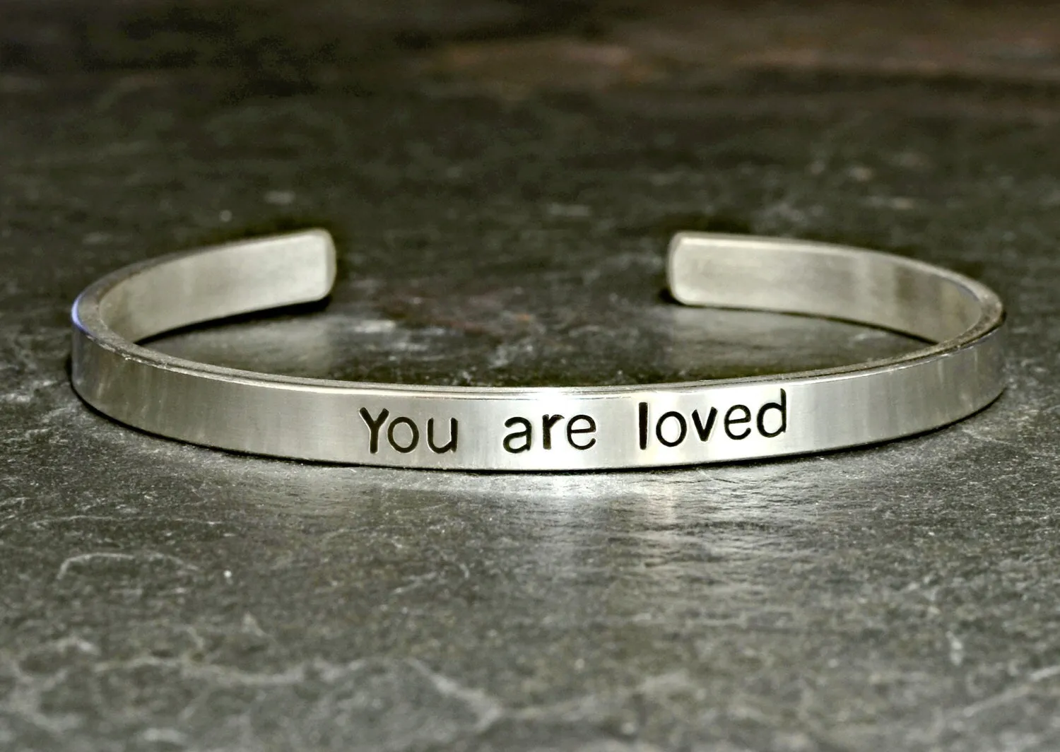 sterling silver cuff bracelet with you are loved - hand stamped