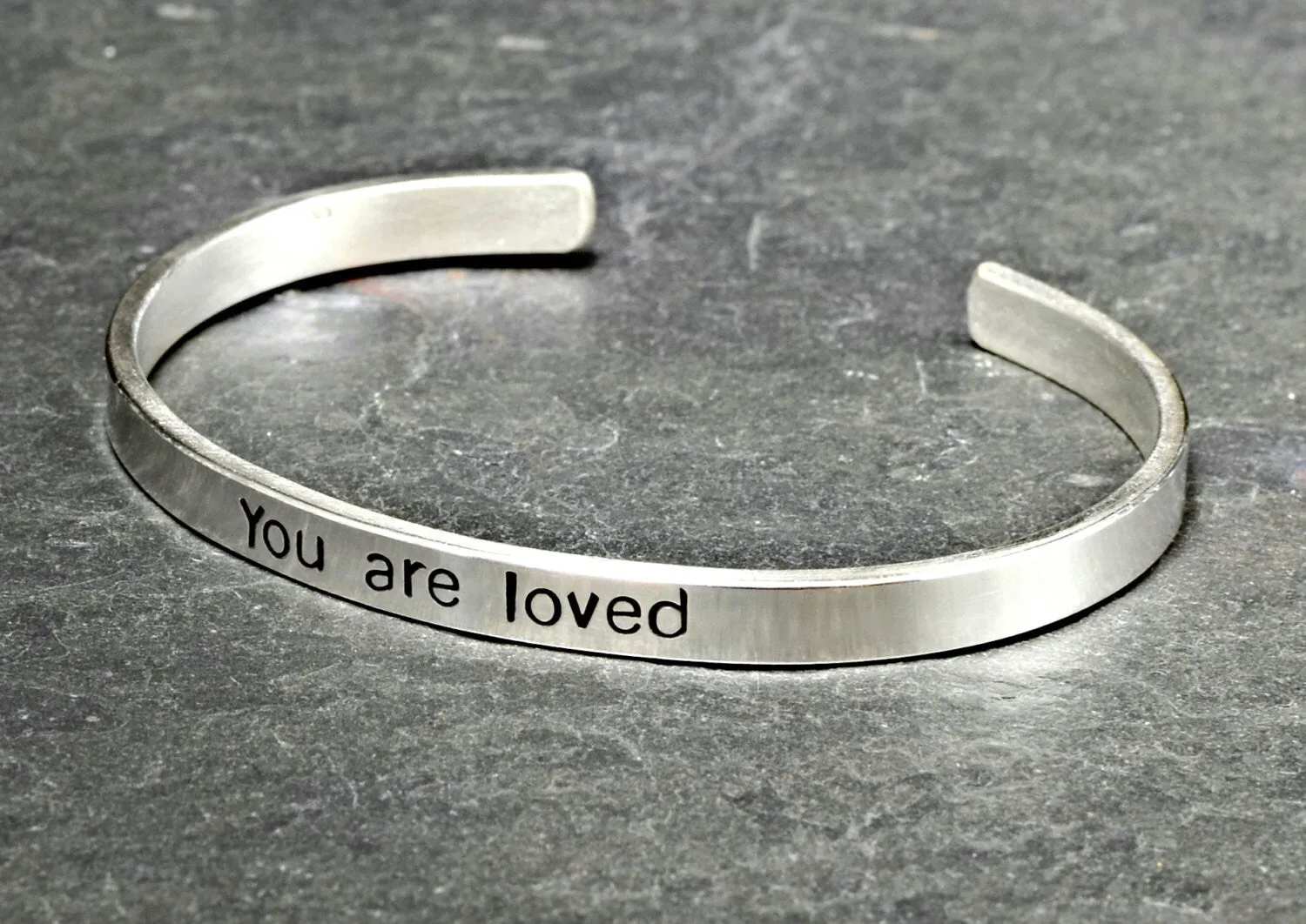 sterling silver cuff bracelet with you are loved - hand stamped