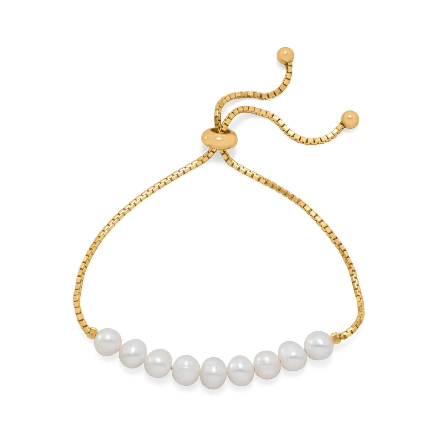 Sterling Silver Cultured Freshwater Pearl Bolo Bracelet