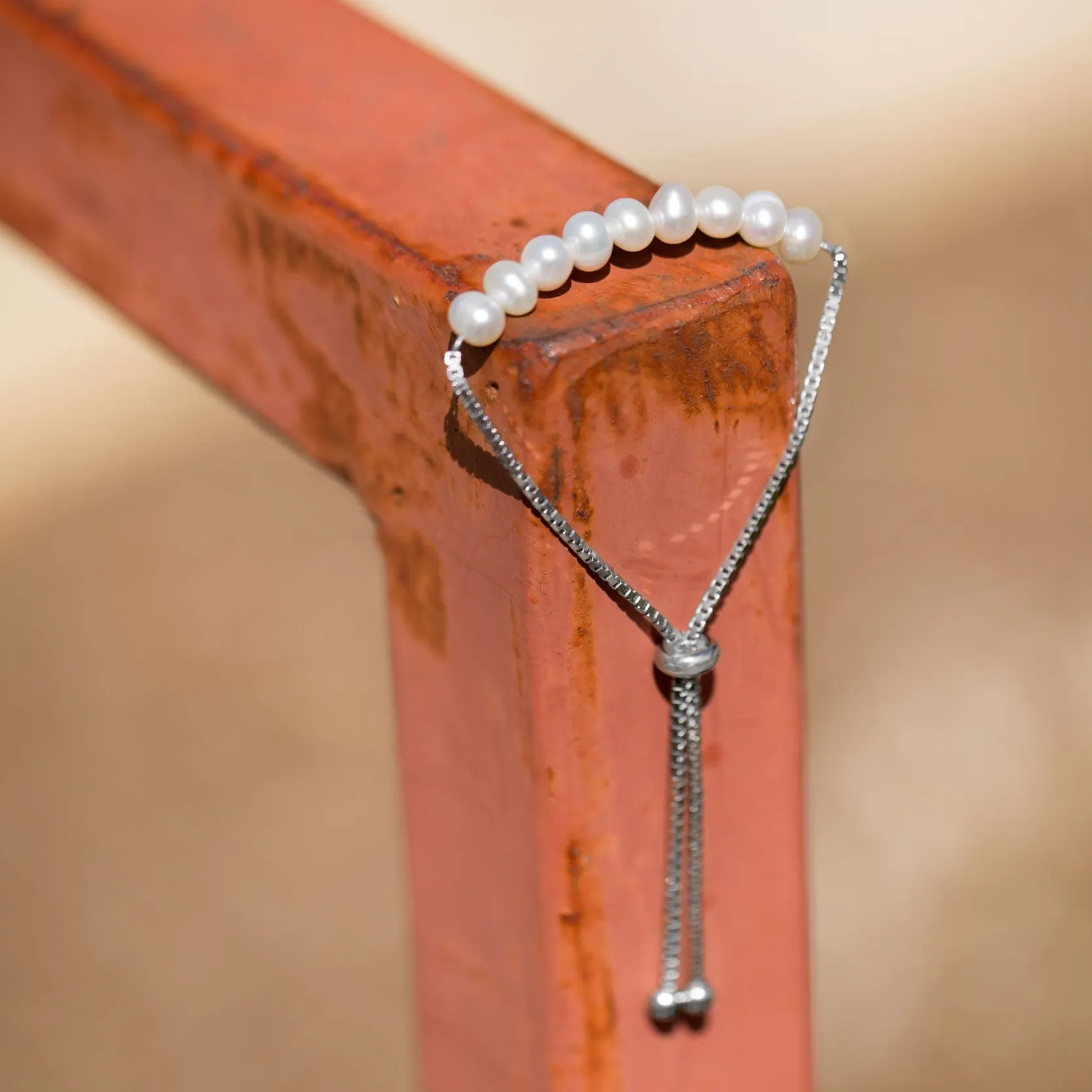 Sterling Silver Cultured Freshwater Pearl Bolo Bracelet