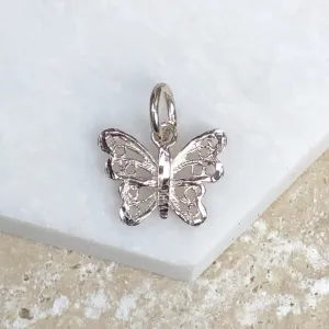Sterling Silver Diamond-Cut Mini Butterfly Pendant Charm