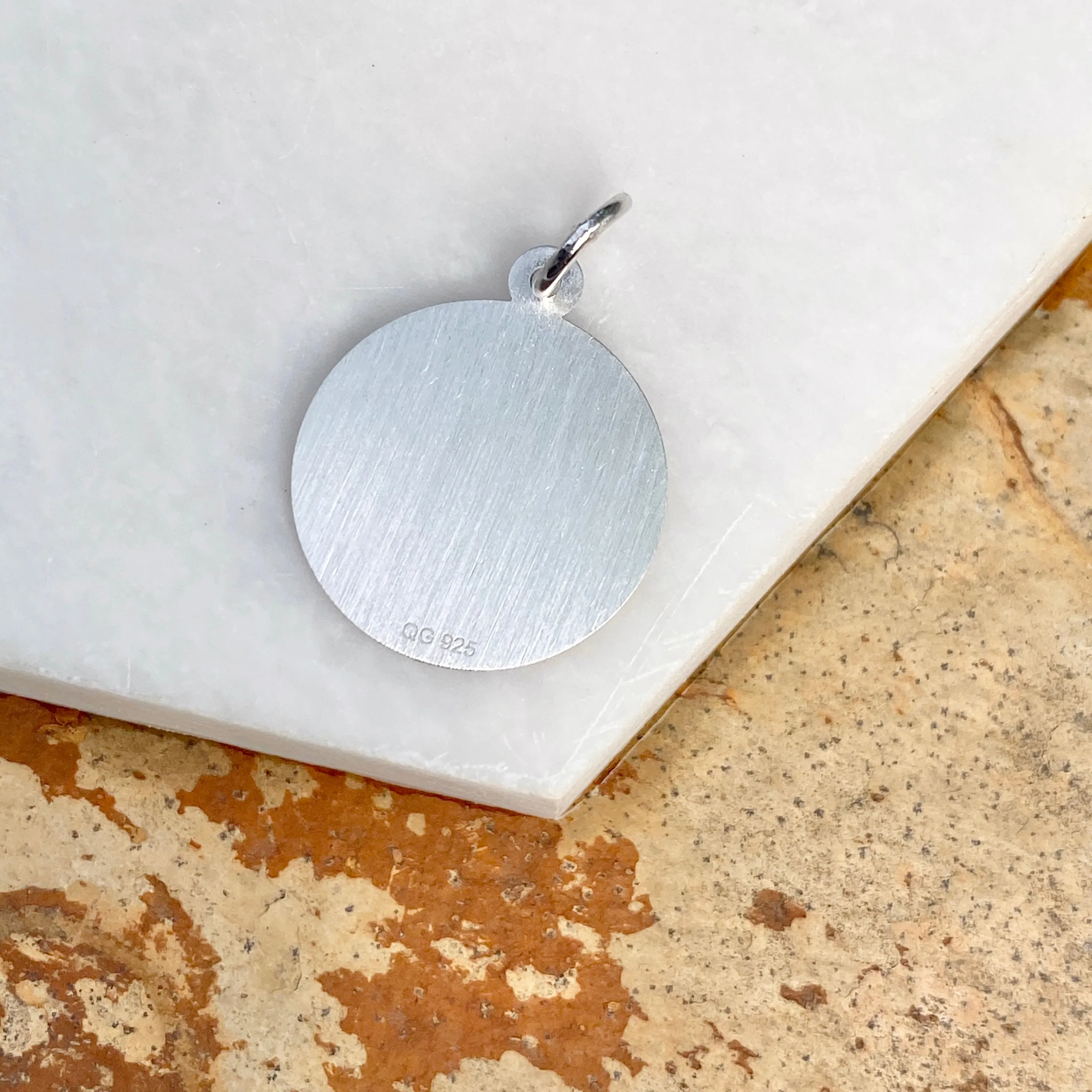 Sterling Silver Diamond-Cut "On Graduation Day" Round Disc Pendant Charm