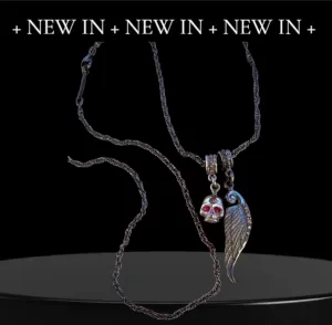 Sterling Silver Diamond Pave Wing & Skull