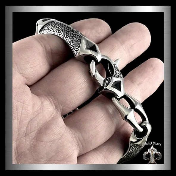 Sterling Silver Dragon Hyde Anchor Link Biker Bracelet