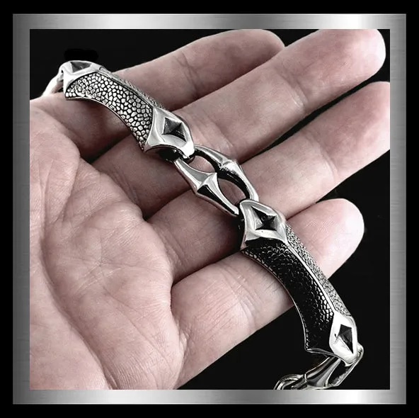 Sterling Silver Dragon Hyde Anchor Link Biker Bracelet