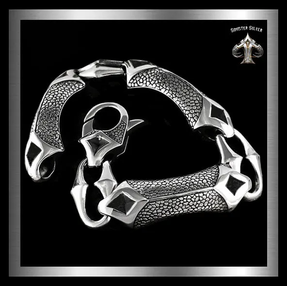 Sterling Silver Dragon Hyde Anchor Link Biker Bracelet