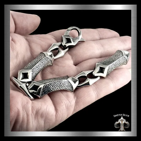 Sterling Silver Dragon Hyde Anchor Link Biker Bracelet