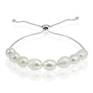 Sterling Silver Freshwater Pearl Adjustable Bracelet (8 Mm)