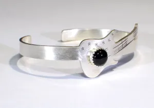 Sterling silver guitar bracelet with black onyx gemstone