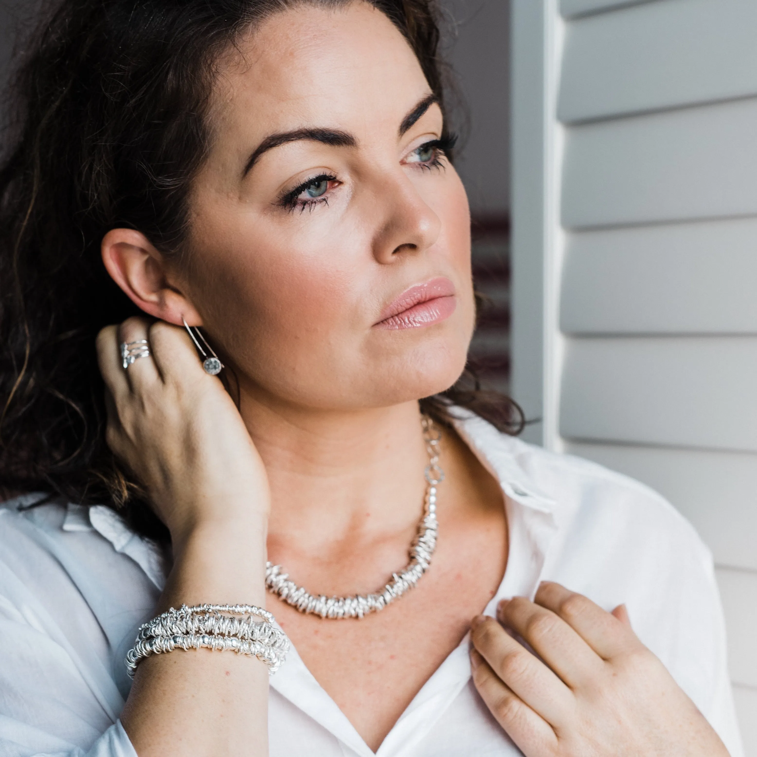 Sterling Silver Large Nugget Necklace