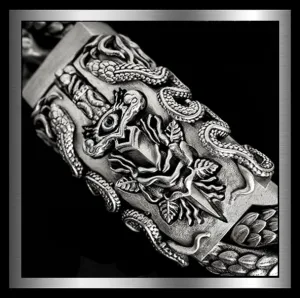Sterling Silver MASSIVE Pit Viper Biker Bracelet 6 Oz.