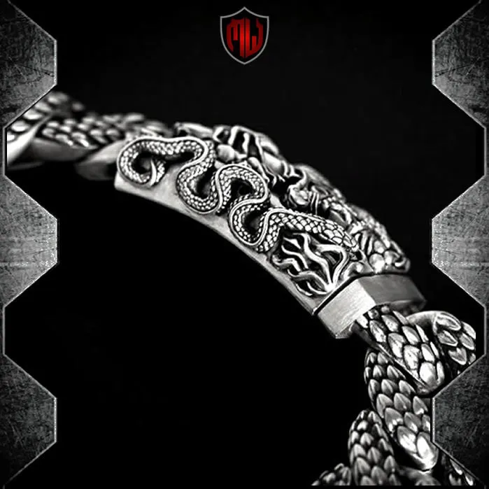 Sterling Silver MASSIVE Pit Viper Biker Bracelet 6 Oz.