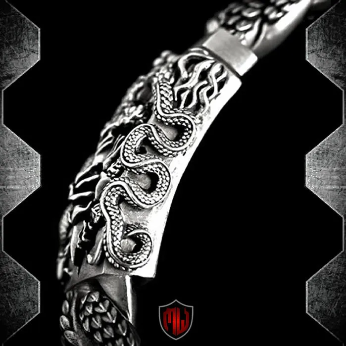 Sterling Silver MASSIVE Pit Viper Biker Bracelet 6 Oz.