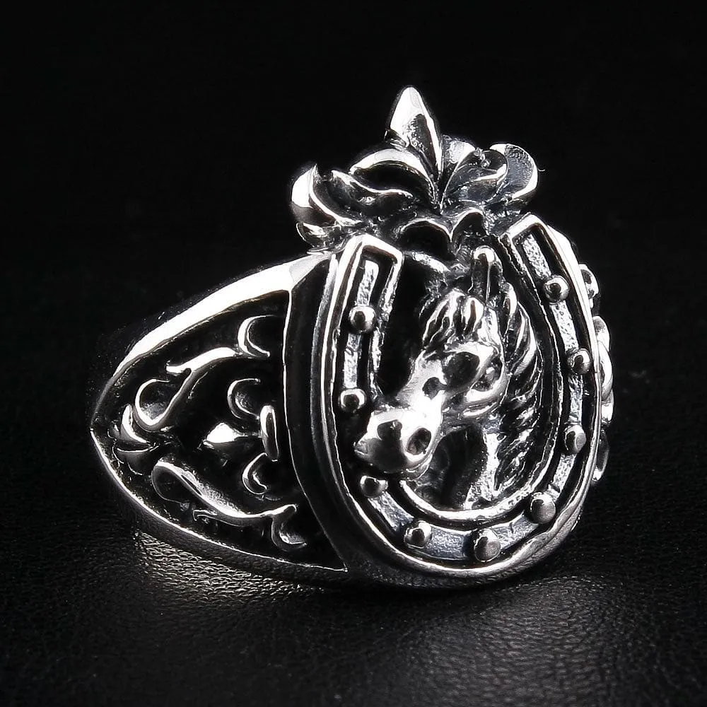 Sterling Silver Medieval Horse Ring