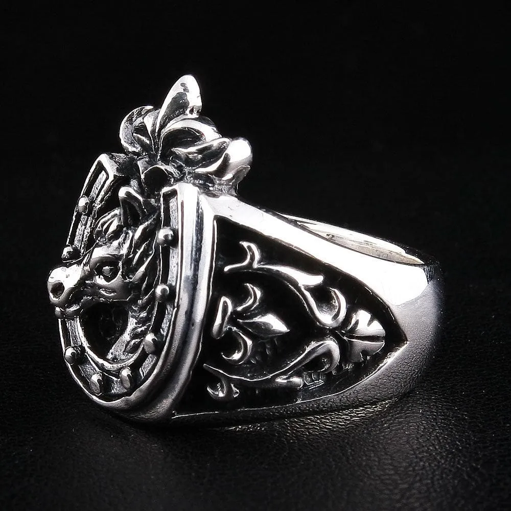Sterling Silver Medieval Horse Ring