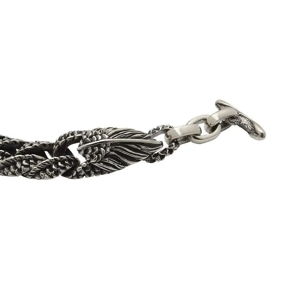 Sterling Silver Mens Red Eyes Dragon Bracelet