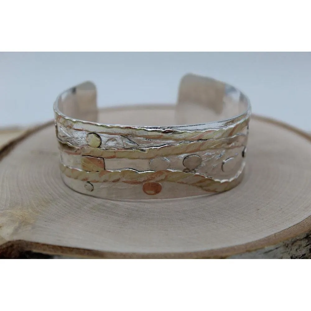 Sterling Silver Mixed Metal Cuff Bracelet