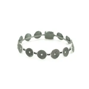 Sterling Silver Organic Disc Link Bracelet with Diamonds