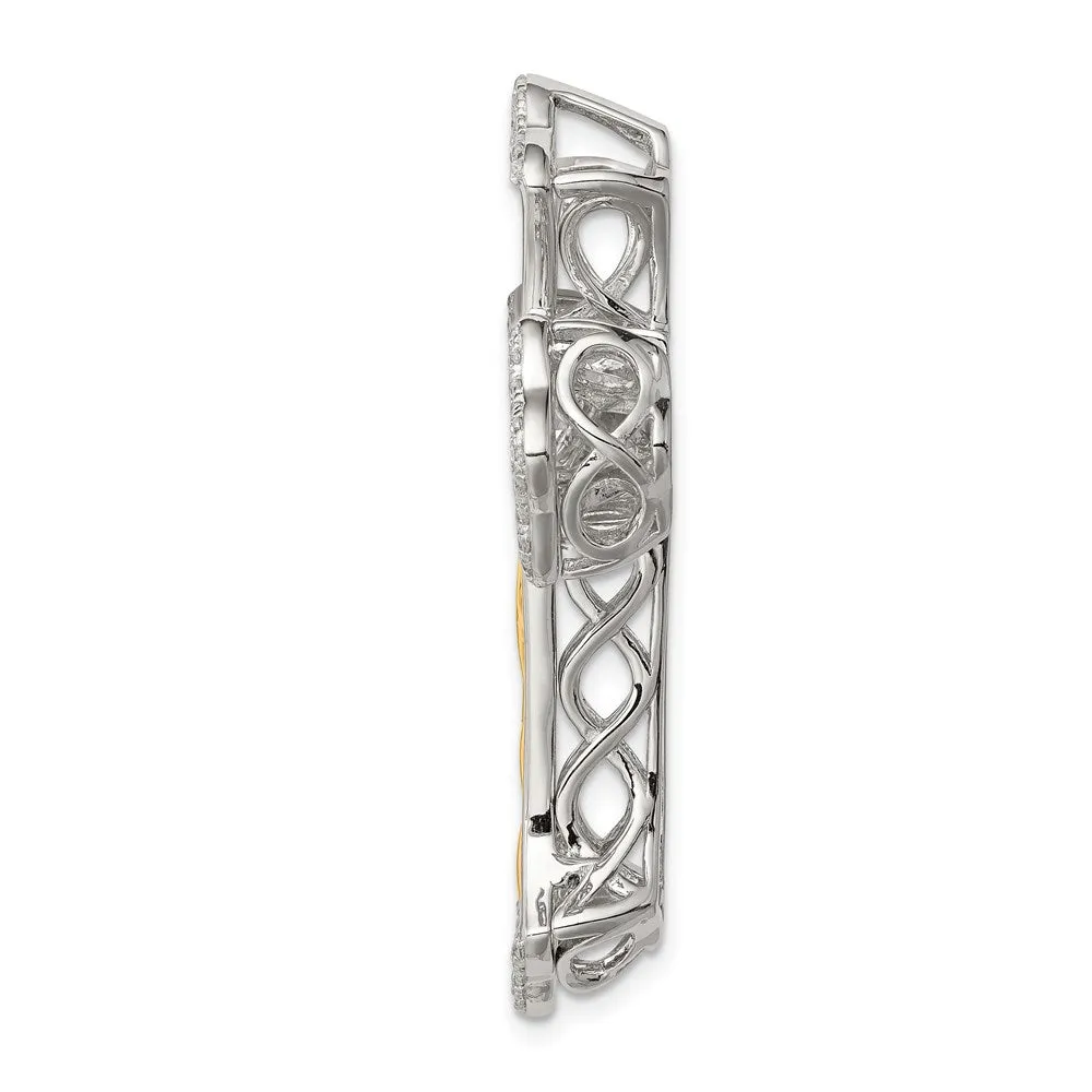 Sterling Silver Platinum-plated Plshed Gold-plated Vibrant CZ Cross Pendant