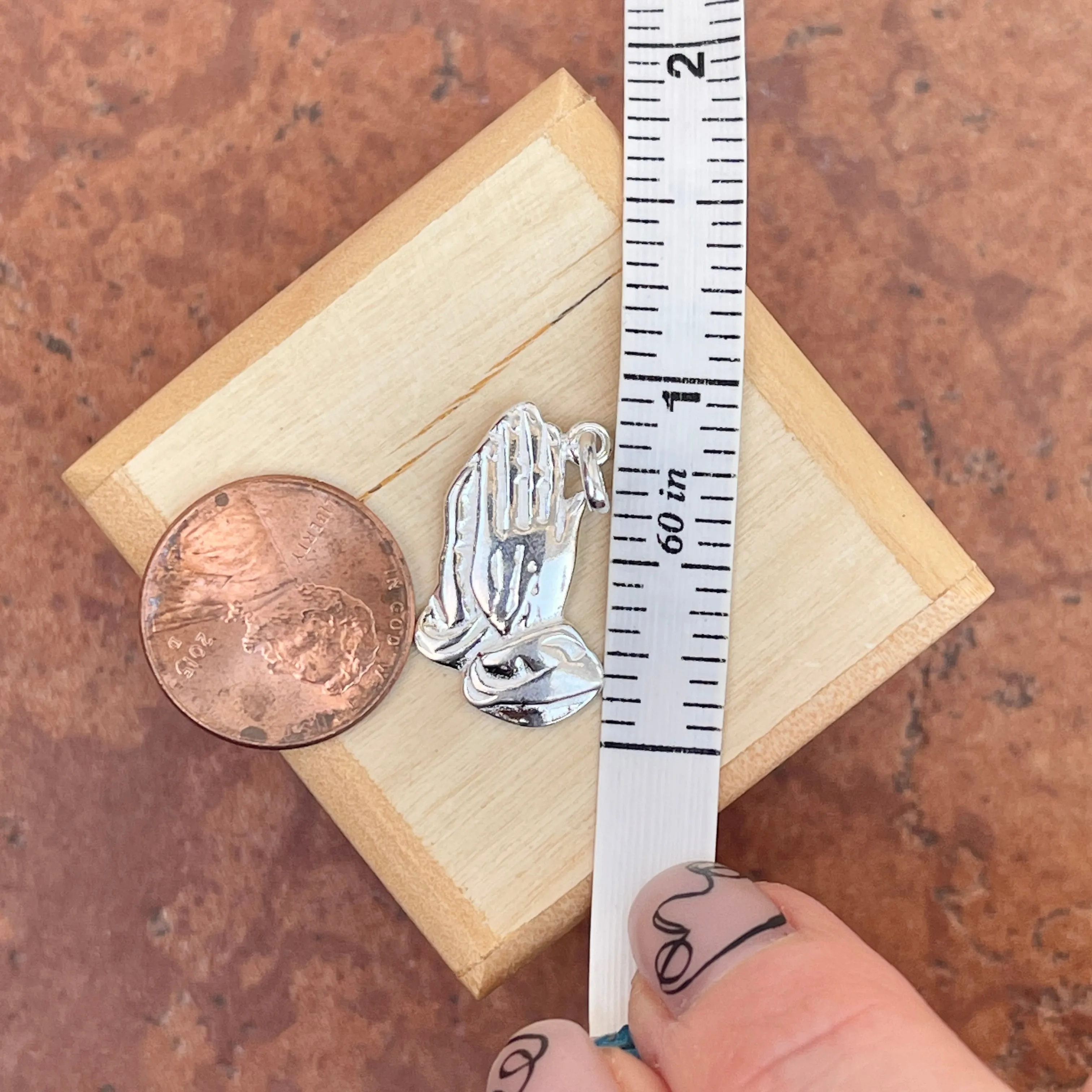 Sterling Silver Praying Hands Pendant Charm