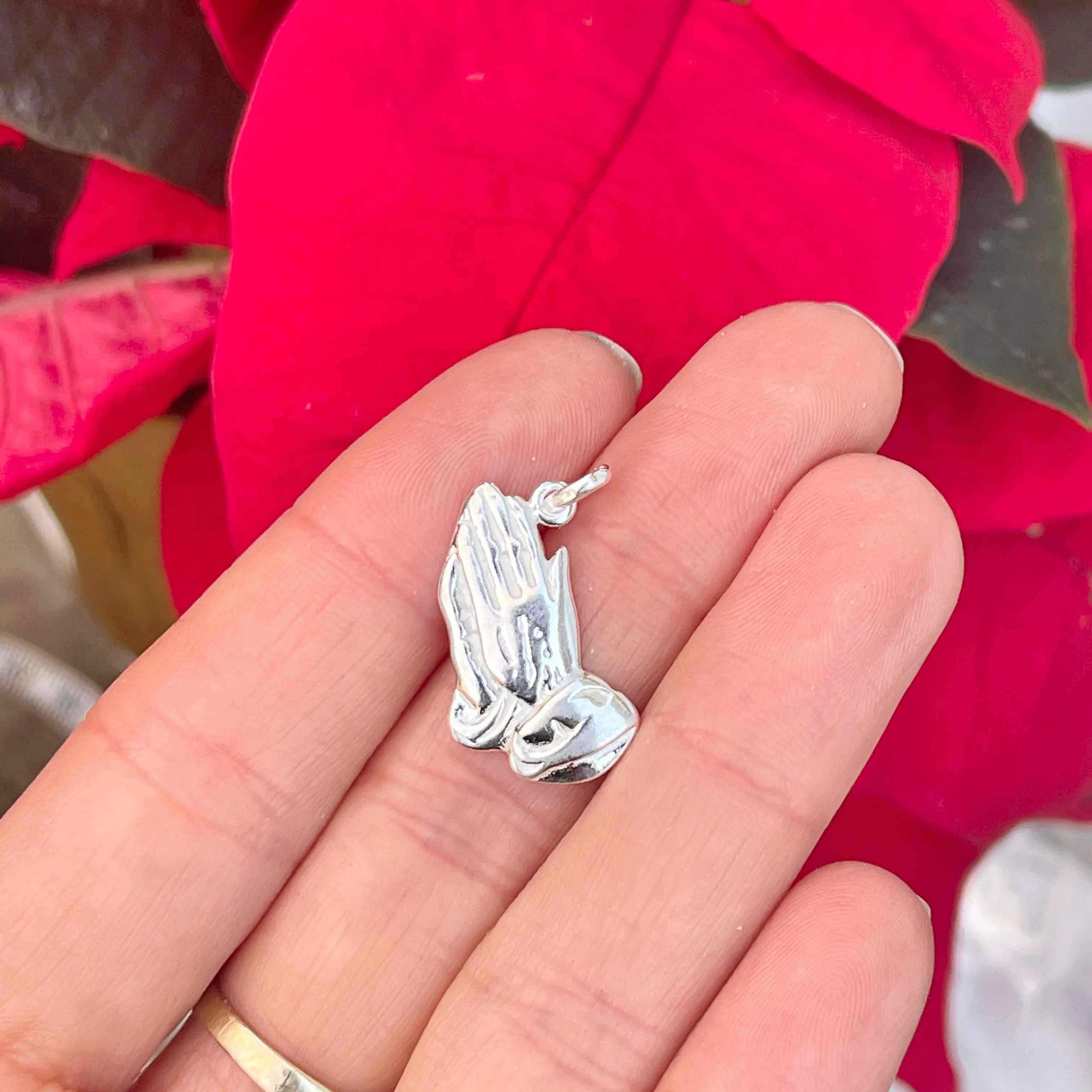 Sterling Silver Praying Hands Pendant Charm