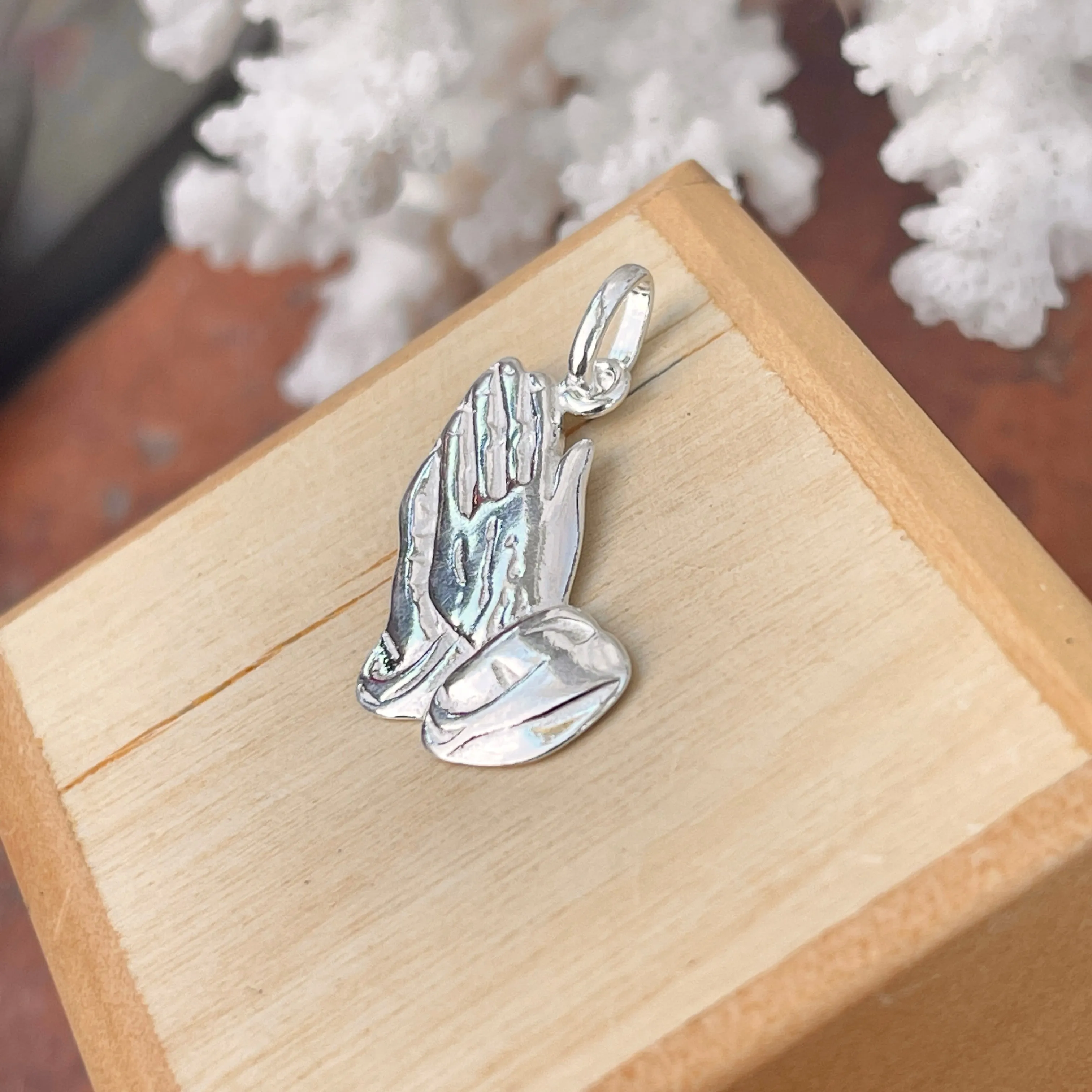 Sterling Silver Praying Hands Pendant Charm