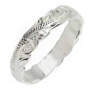 Sterling Silver Princess Scroll Cut Out Edge Ring 4mm