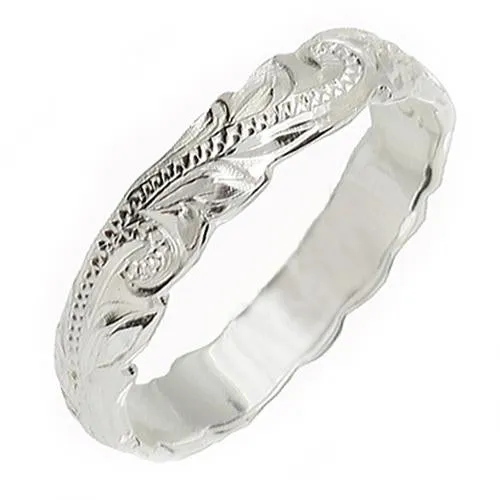 Sterling Silver Princess Scroll Cut Out Edge Ring 4mm