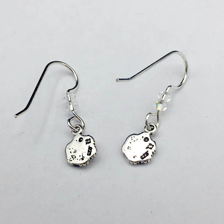 Sterling Silver small snowflake dangle earrings-holiday- winter- snow- ski,sled