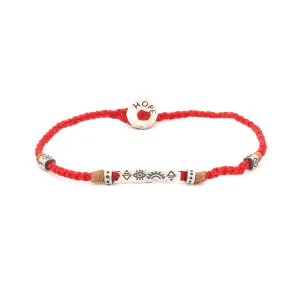 Sterling Silver Spiritual Symbols Red Woven Hope Braided Bracelet