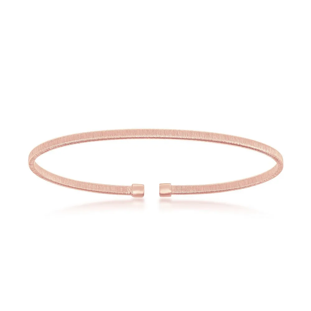 Sterling Silver Wire Designer Bangle, Bonded with 14K Rose Gold Plating (97244)