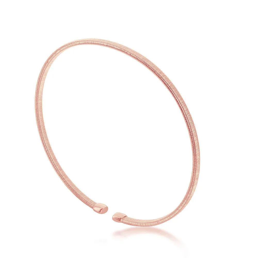 Sterling Silver Wire Designer Bangle, Bonded with 14K Rose Gold Plating (97244)