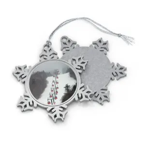 Stowe Mountain Gondola - Pewter Snowflake Skiing Ornament