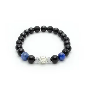 Supreme Black Onyx Bracelet With Blue Kyanite and Hematite in Silver | 8MM