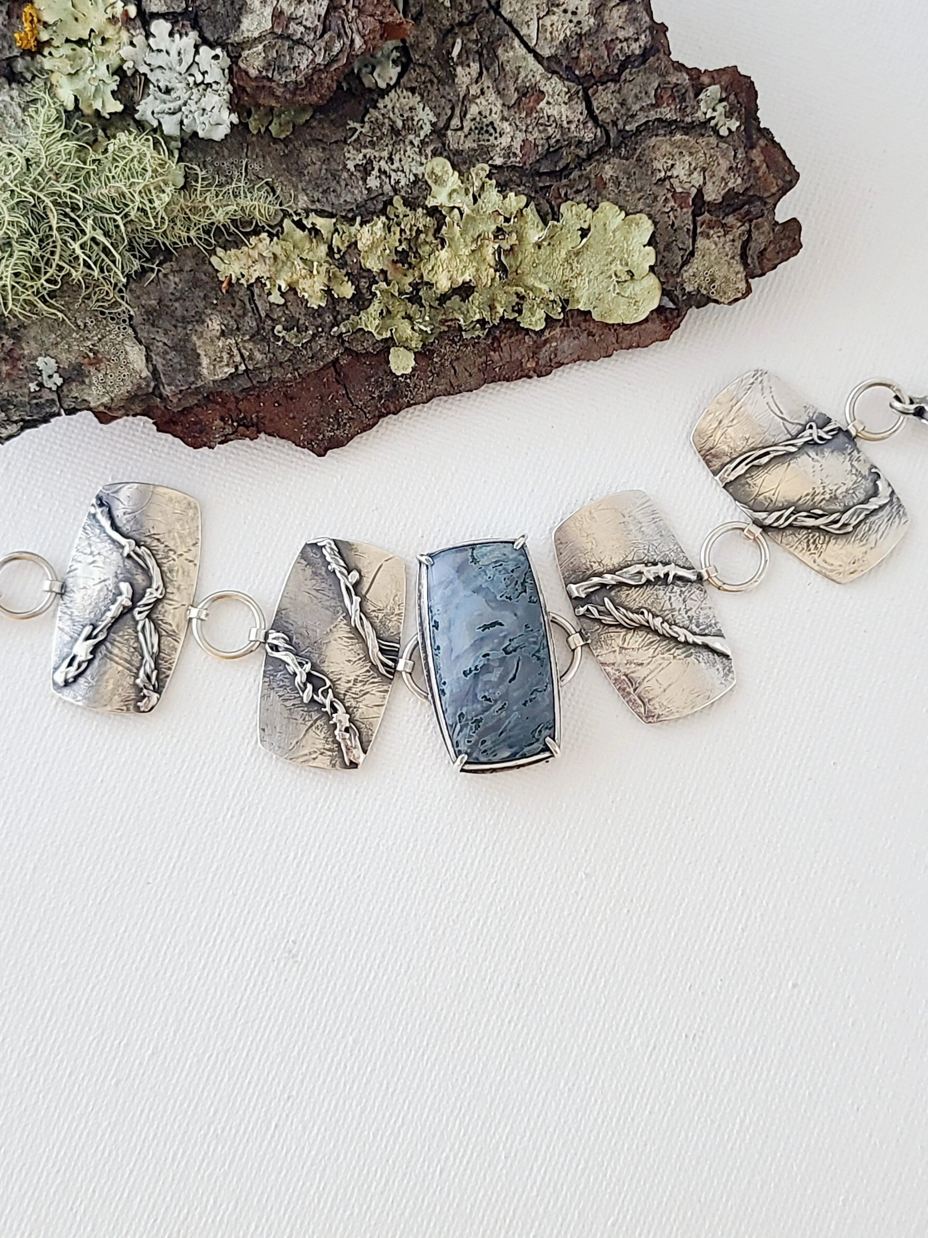 Tangled Bracelet with Moss Agate