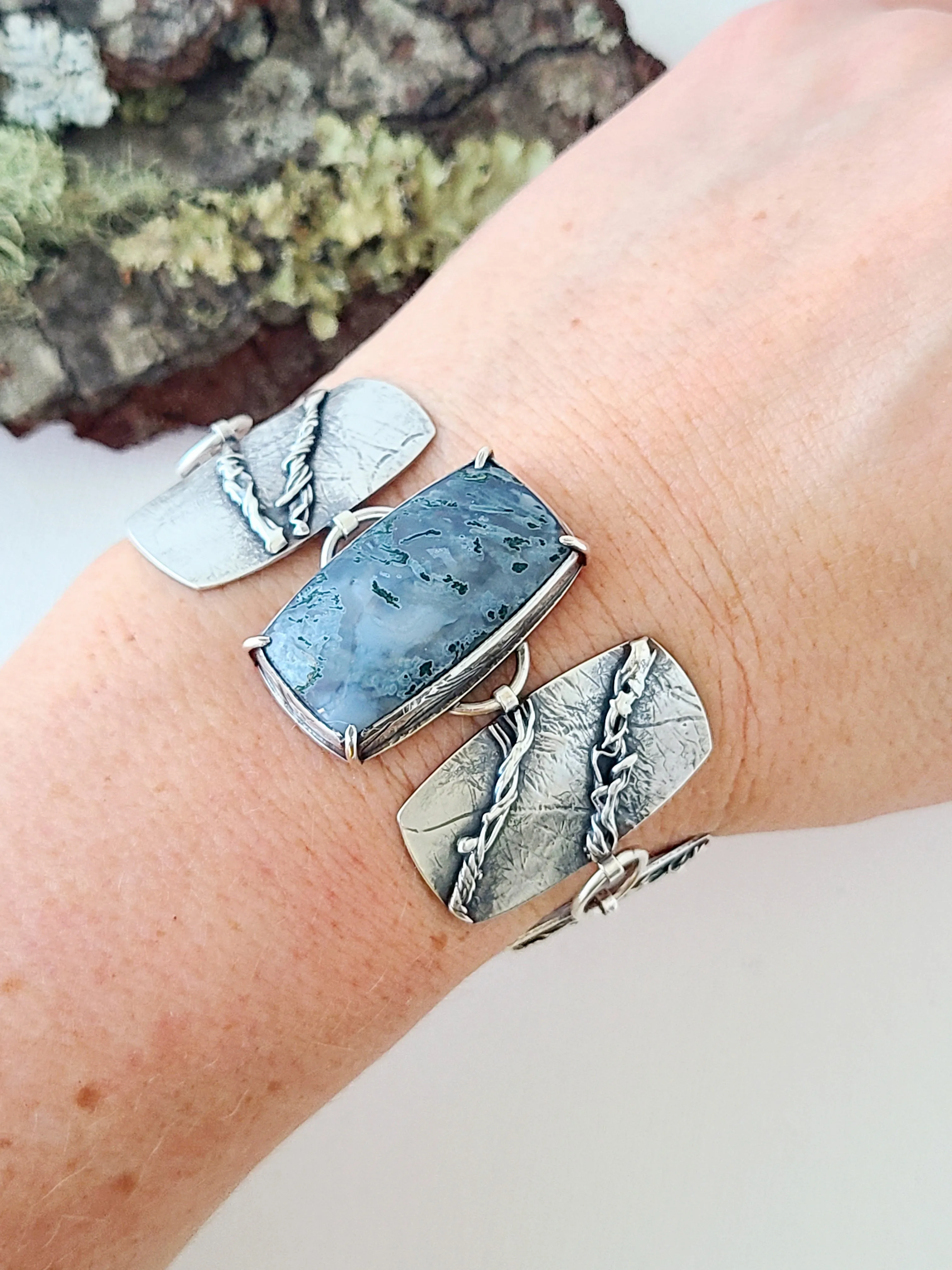 Tangled Bracelet with Moss Agate