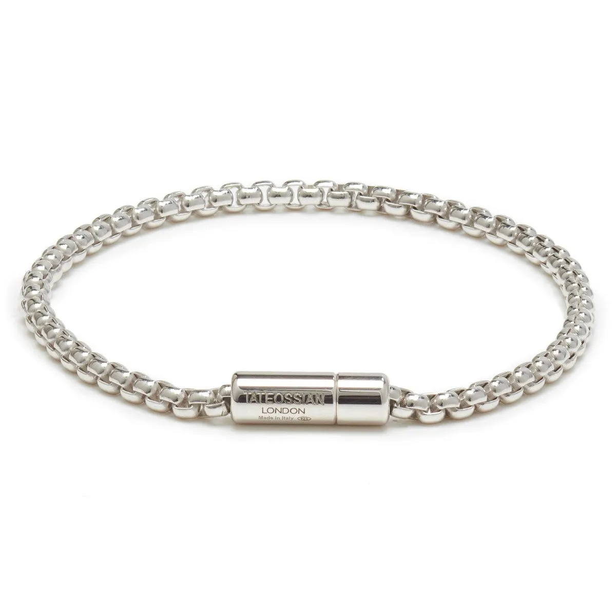 Tateossian Sterling Silver Chain Bracelet Men's Classic Collection, Silver